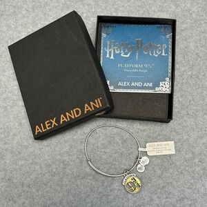 Alex and Ani Harry Potter Platform 9 3/4 Expandable Bangle Bracelet Silver Tone